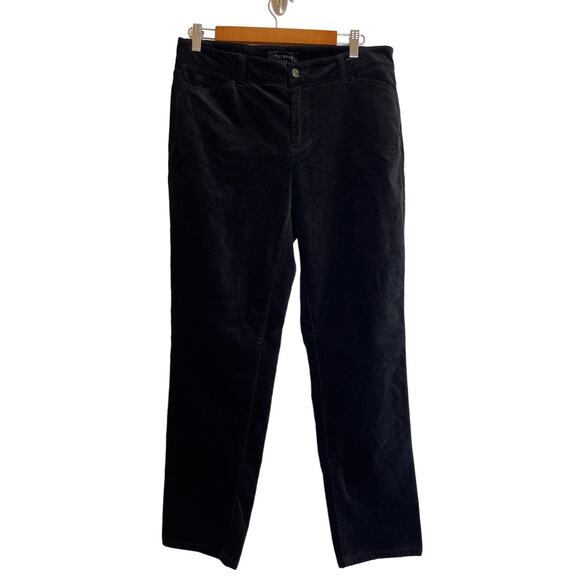 Talbots Denim - Talbots Curvy Straight Leg Velvet Jeans Size 10 Black Stretch Holiday Party
